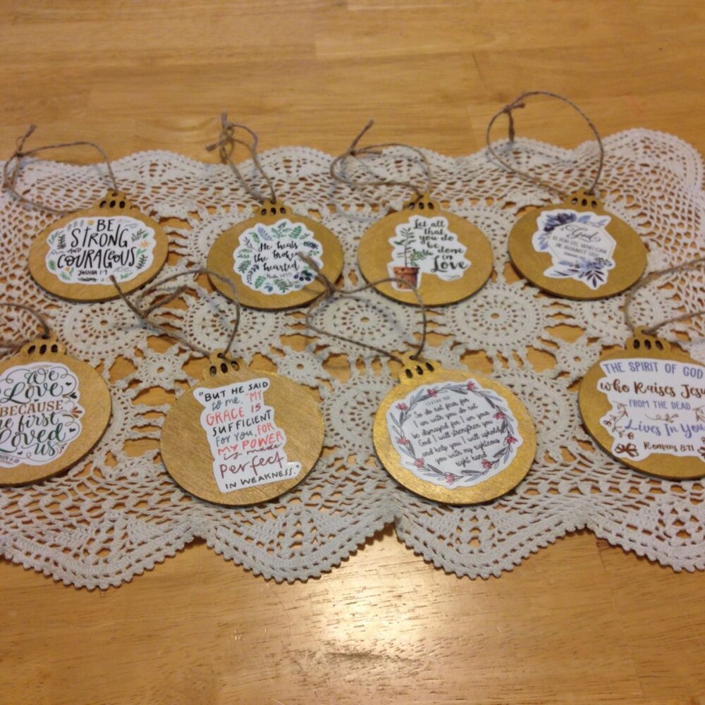 Crafty Christmas -  Hand-Painted, stickered and sealed Christmas Ornaments